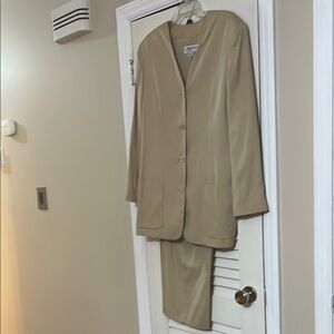 Elegant Tan Blazer and Skirt Set